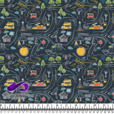 Whimsical Hand Drawn School and City Road Map Pattern