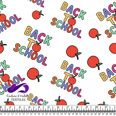Colorful back to school text pattern with red apples