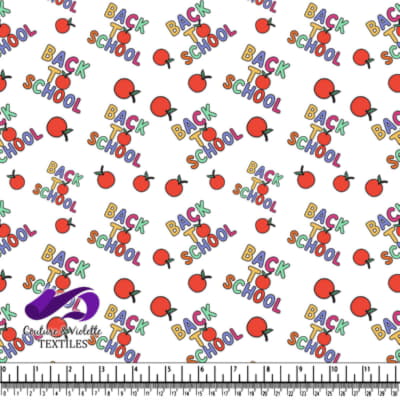 Colorful back to school text pattern with red apples