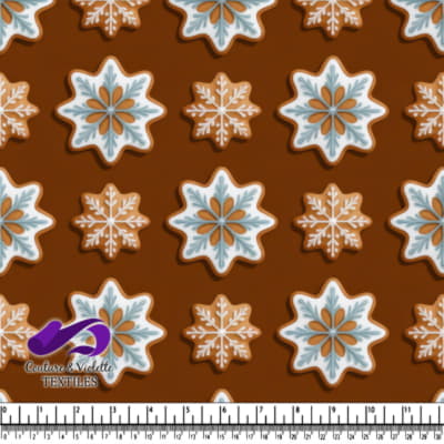 Snowflake decorated gingerbread cookies