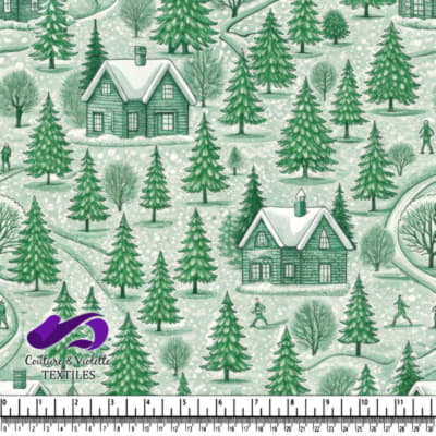 Winter cabin landscape pattern