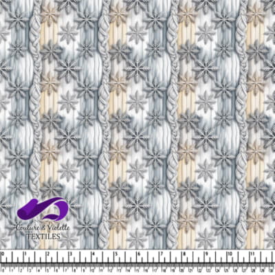 Winter knit pattern with snowflakes and braided cables