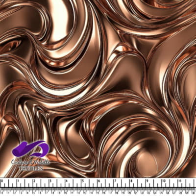 Copper metallic liquid swirl abstract pattern textile design