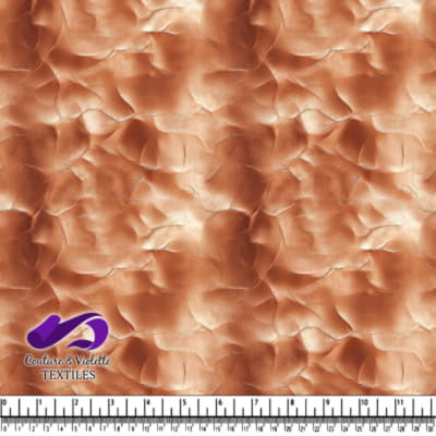 Copper metallic textured fabric with irregular shapes pattern