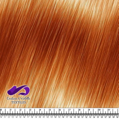Copper metallic shiny synthetic hair fiber strands close-up