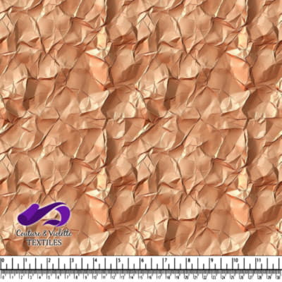 Textured orange crumpled fabric pattern with stitched seams and subtle shading effects