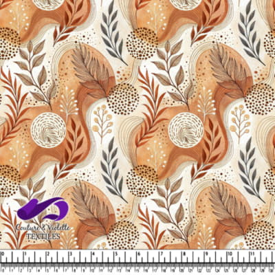 Abstract botanical pattern with hand-drawn leaves and organic shapes