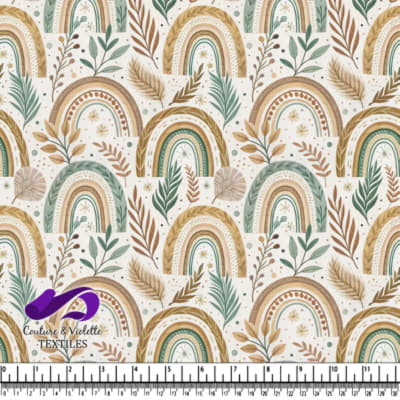 Earth tone rainbows and botanical leaves