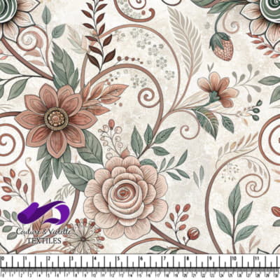 Vintage floral pattern with roses leaves and swirls