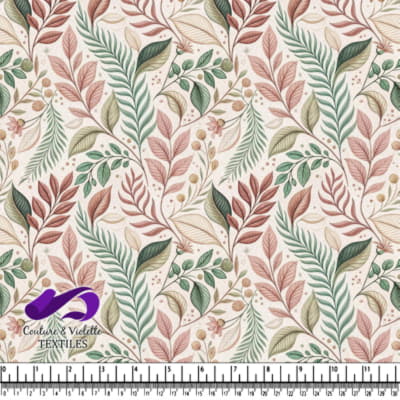 Elegant botanical pattern with pastel colored leaves and foliage