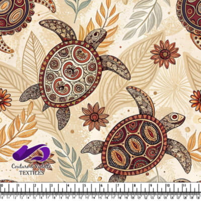 Turtles with floral and leaf motifs