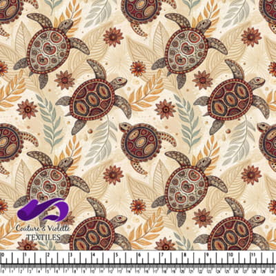 Turtles with floral and leaf motifs