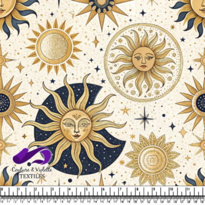 Vintage celestial sun pattern with stars and cosmic elements