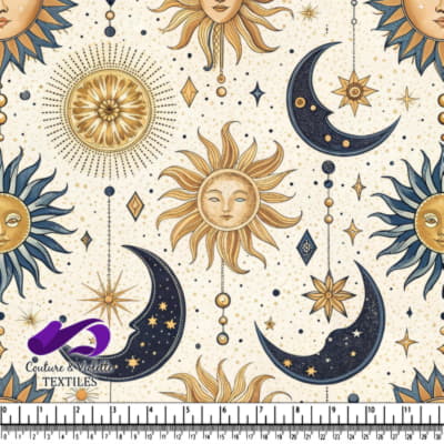 Suns moons stars and decorative geometric elements