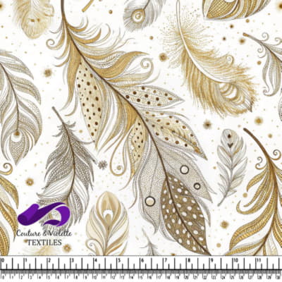 Golden and beige delicate feathers pattern