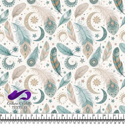 Feathers moons stars and floral in soft pastel colors
