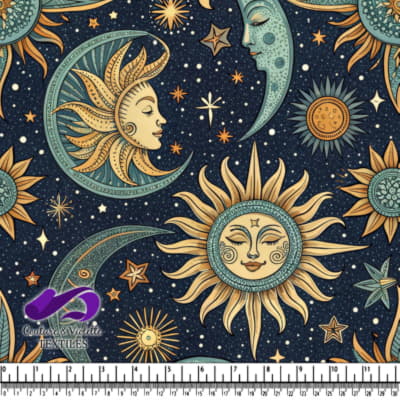 Vintage celestial pattern with sun moon and stars