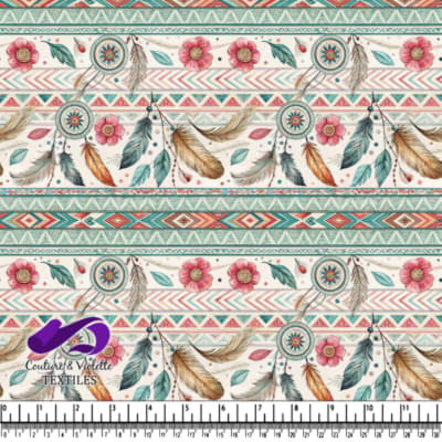 Bohemian floral and feather dreamcatcher patter