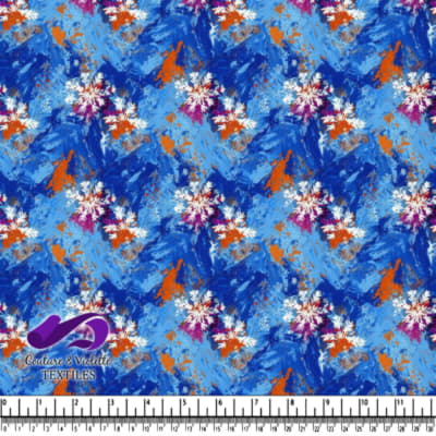 Abstract blue textured with white and orange