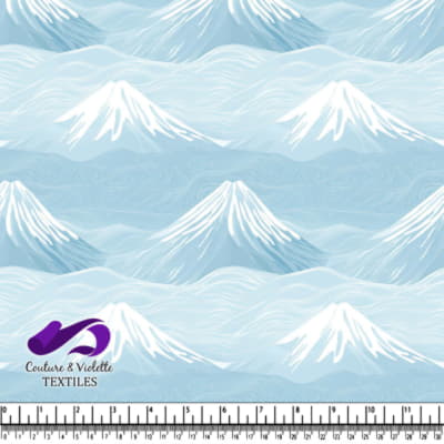 Blue and white mountain landscape pattern