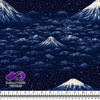 Mountains and Stars in a Night Sky Landscape Pattern