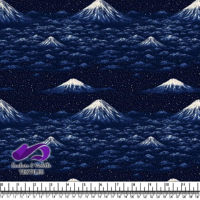 Mountains and Stars in a Night Sky Landscape Pattern