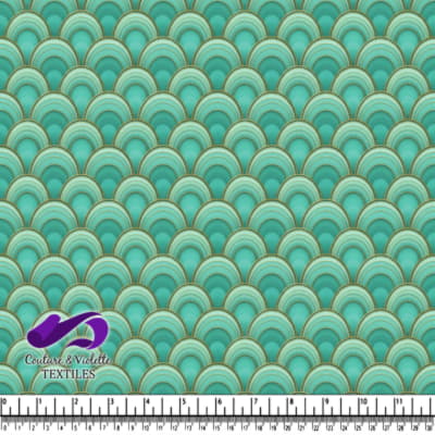 Teal and Gold Arch Pattern Fabric Design