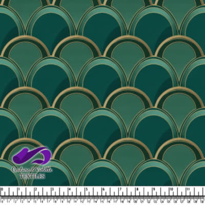 Teal and Gold Art Deco Scallop