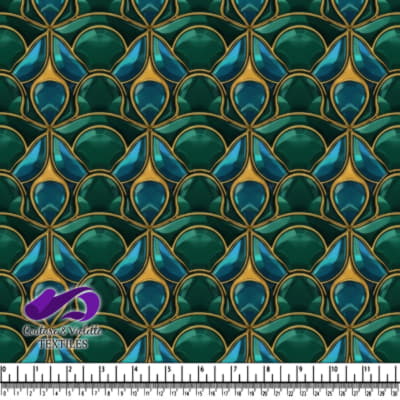 Teal and Gold Abstract Geometric Patterned