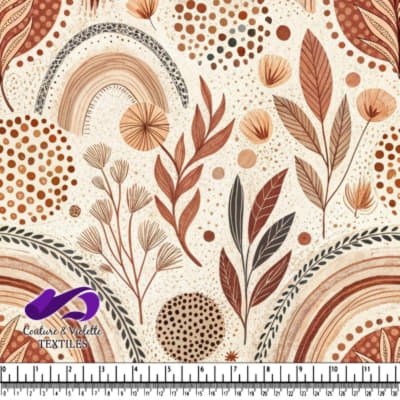 Earth Tones Boho Leaves and Rainbows Pattern