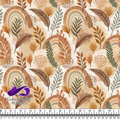 Boho Style Leaves and Rainbows Abstract Pattern