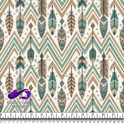 Bohemian Tribal Pattern with Feathers and Arrows Design