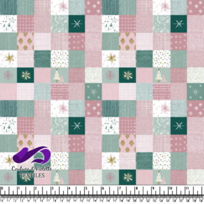 Pastel Christmas Patchwork Fabric Pattern