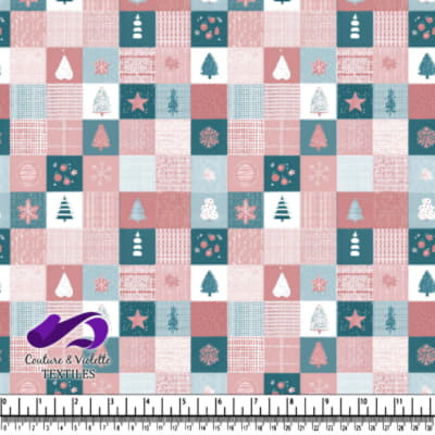 Christmas Holiday Themed Patchwork Fabric Pattern Design