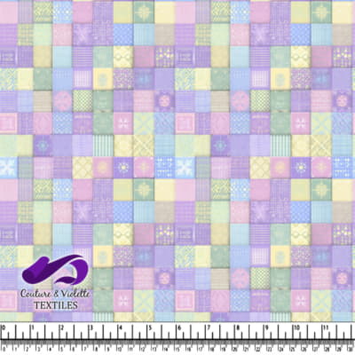 Pastel Patchwork Fabric Pattern with Floral and Geometric Designs