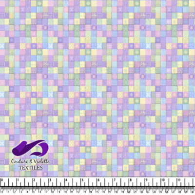 Pastel Patchwork Fabric Pattern with Floral and Geometric Designs