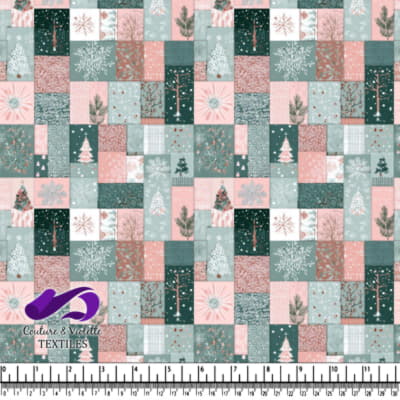 Pastel Christmas Patchwork Holiday Fabric Design
