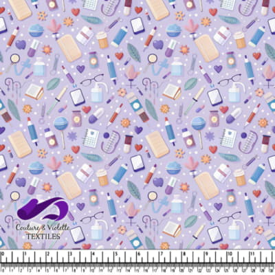 Medical and Health Care Items on Purple Background