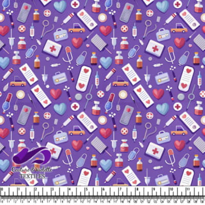 Medical and Healthcare Icons on Purple Background