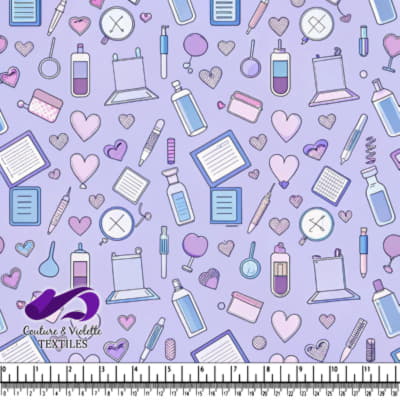Medical and Healthcare Equipment Pattern on Purple Background