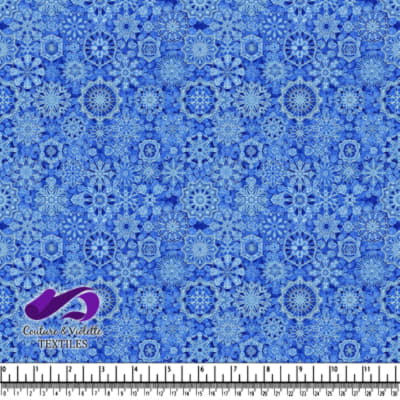 Blue Snowflake Patterned Fabric Design