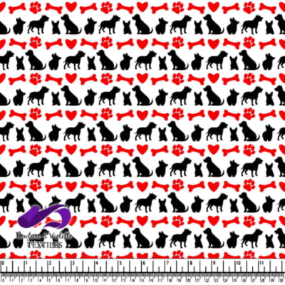 Dog and Cat Silhouettes with Hearts and Bones Pattern