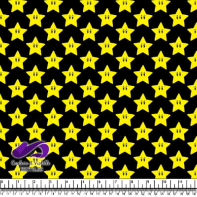 Yellow Cartoon Stars on Black Background