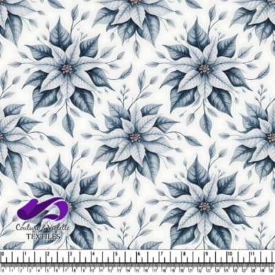 Blue and white floral fabric pattern