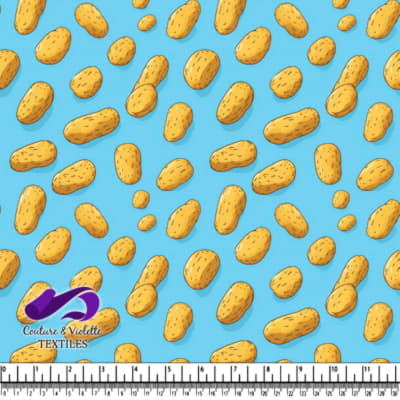 Peanut Pattern on Light Blue Background Textile Design