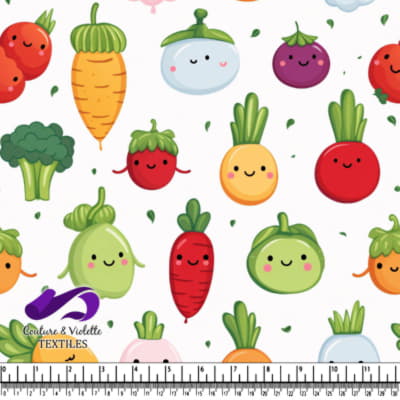 Cute Cartoon Vegetables Pattern with Smiling Faces
