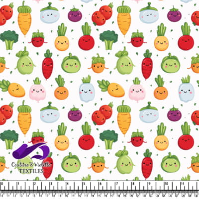 Cute Cartoon Vegetables Pattern with Smiling Faces