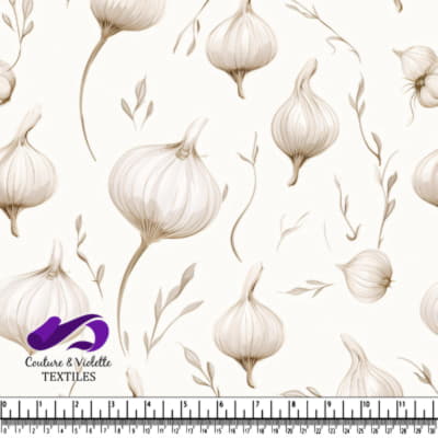 Hand Drawn Garlic and Herbs on White Background