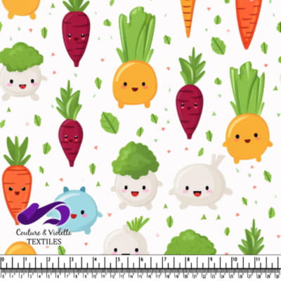 Cute Cartoon Vegetables Pattern with Smiling Faces