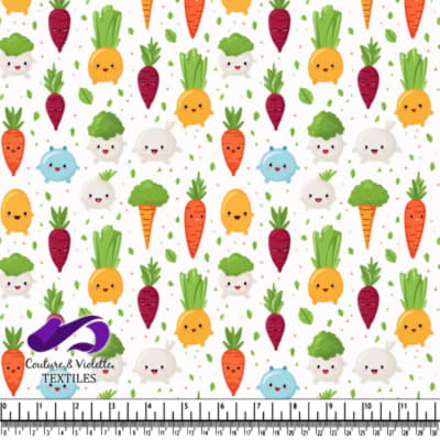 Cute Cartoon Vegetables Pattern with Smiling Faces